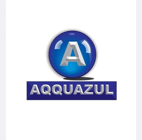 Logo de AQQUAZUL con orbe azul y letra A plateada